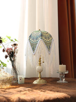 With Fringes Vintage Flowered Table Lamp 8.7"