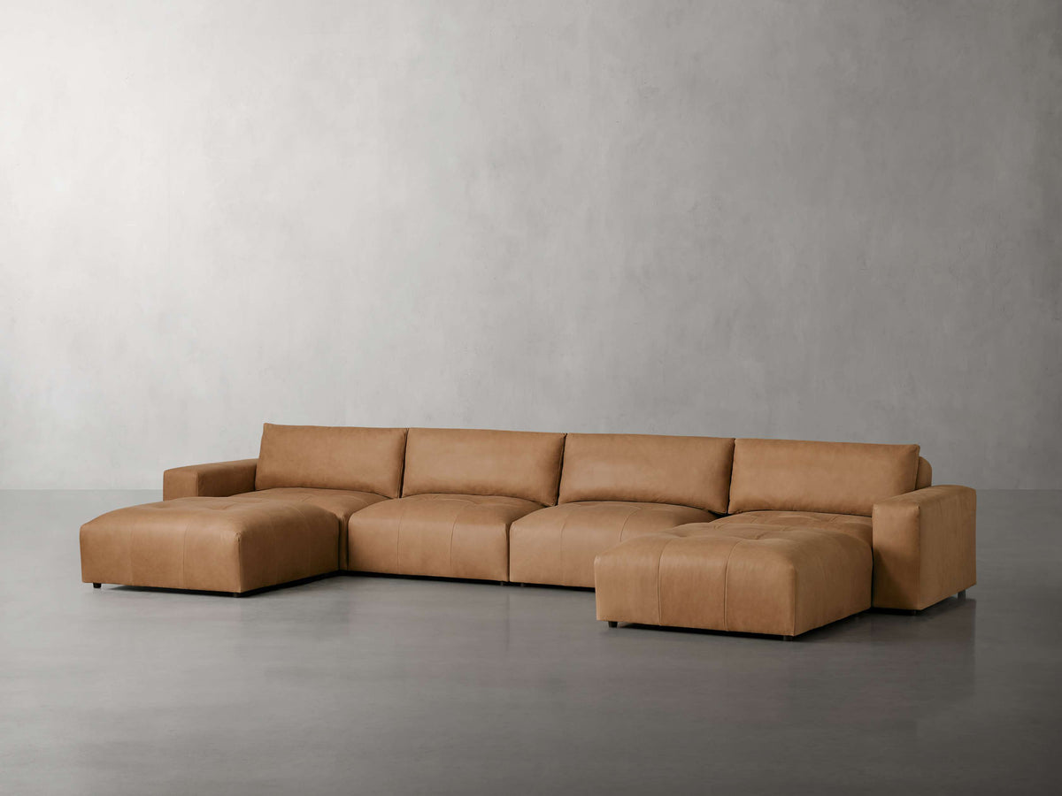 Keegan Leather Six-Piece Sectional