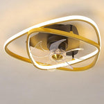 Gold Flush Mount Industrial Ceiling Fans with Remote and LED Lights