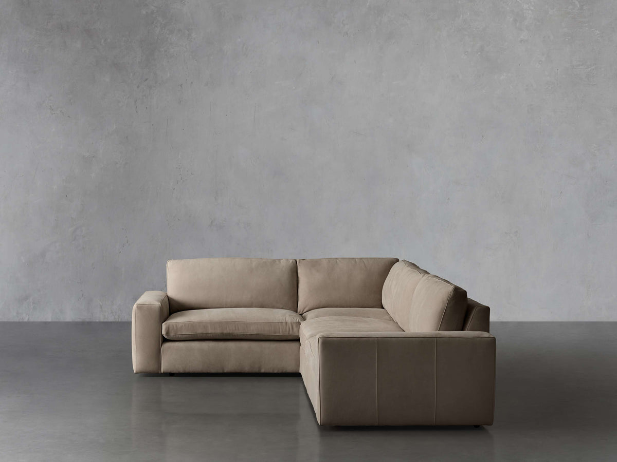 Kipton Wide Arm Nubuck Leather Two-Piece Sectional
