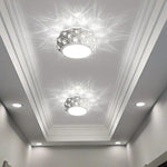 Metal Crystal Decorative LED Flush Mount Ceiling Light for Hallway Entryway