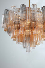 Addis 32" Wide Aged Brass Chandelier with Autumn Glass