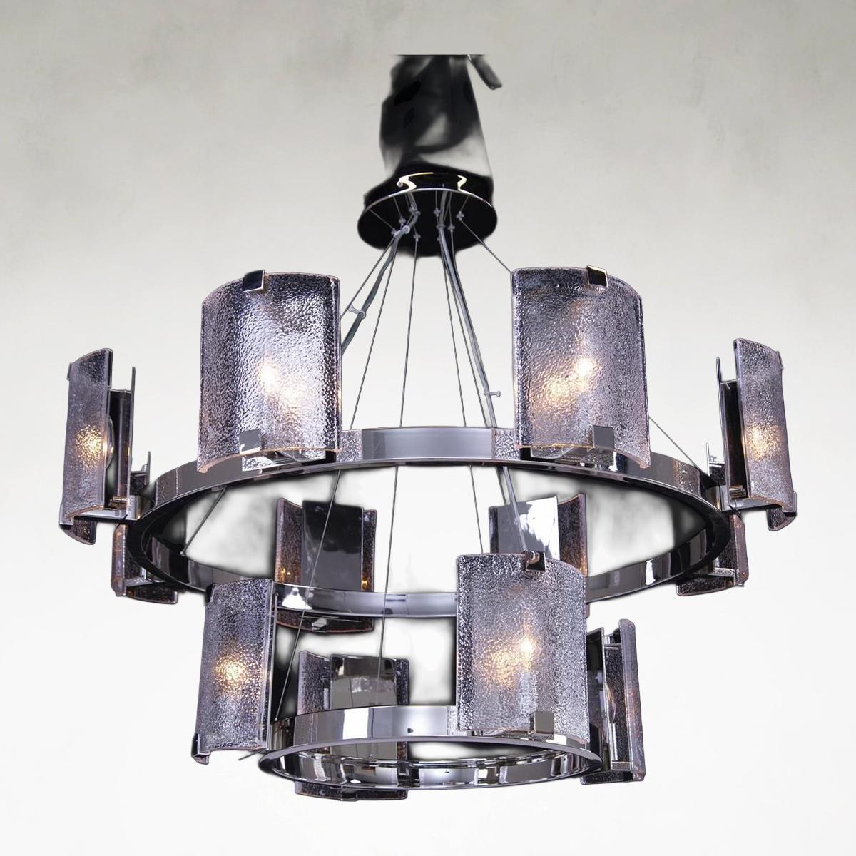 Claritas Twelve-Light 38-Inch Nickel Two-Tier Chandelier