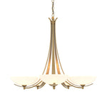 Aegis Modern Brass 5 Arm Chandelier With Opal Glass