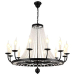 Empire Wagon Wheel Chandelier - 8/10/12 Candle Lights,20'' Adjustable Chain, Crystal Accents