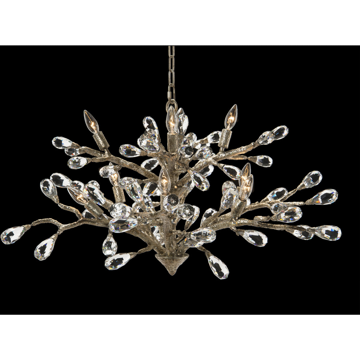 Sprouting 10-Light 39-Inch Vintage Silver Chandelier Ceiling Fixture
