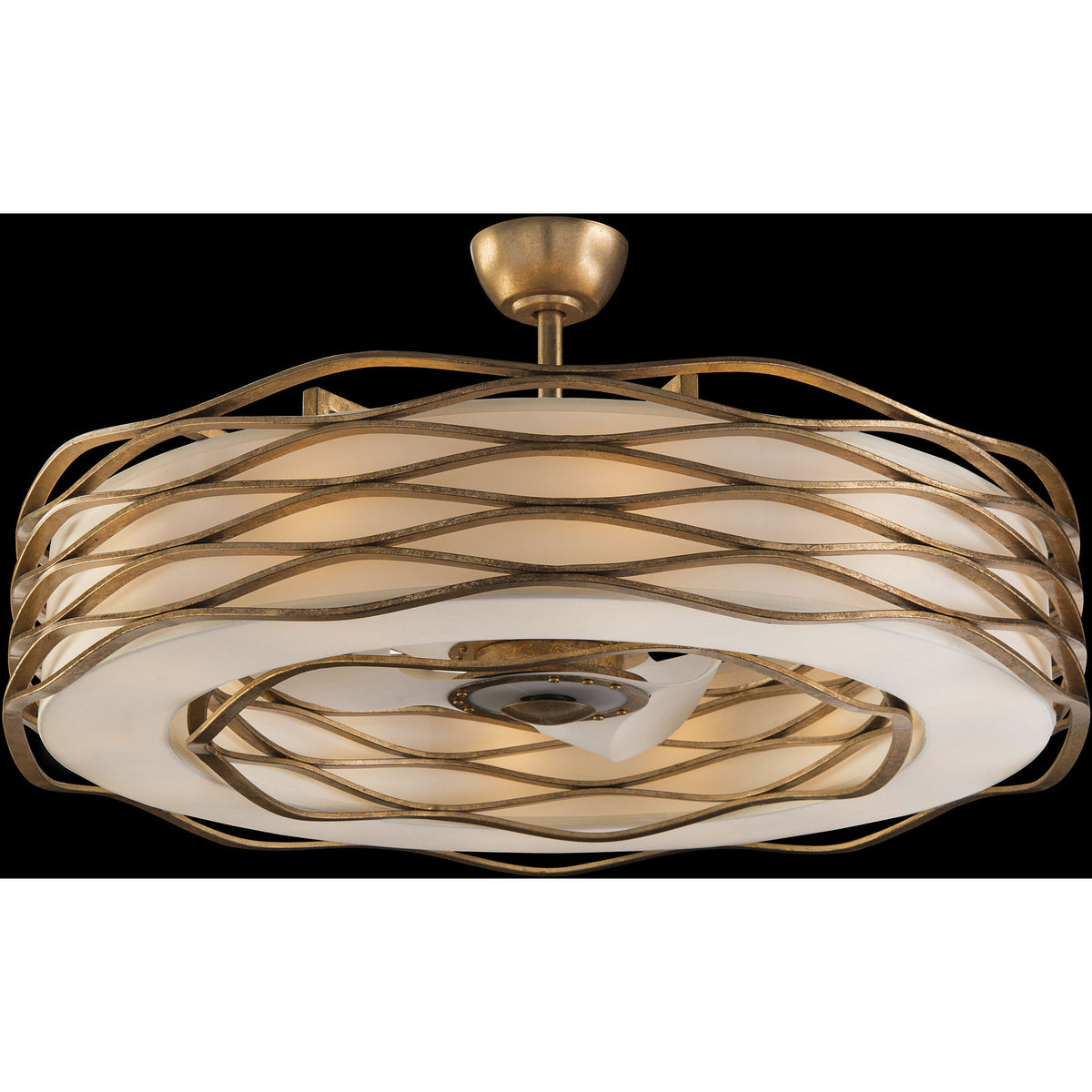 Leah Twelve-Light 42.5-Inch Gold Ceiling Pendant with Fan