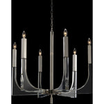 Six-Light Acrylic and Nickel Ceiling Chandelier