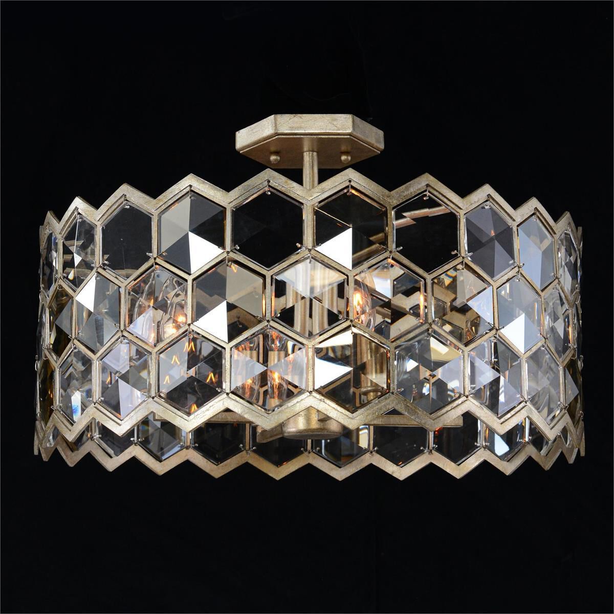 Quad-Light 21 inch Silver Champagne Chandelier Ceiling Fixture