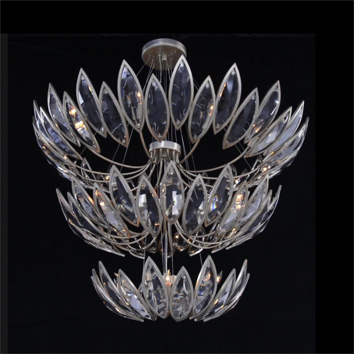 Petaline 27-Light 50.25-Inch Three-Tiered Chandelier Ceiling Fixture
