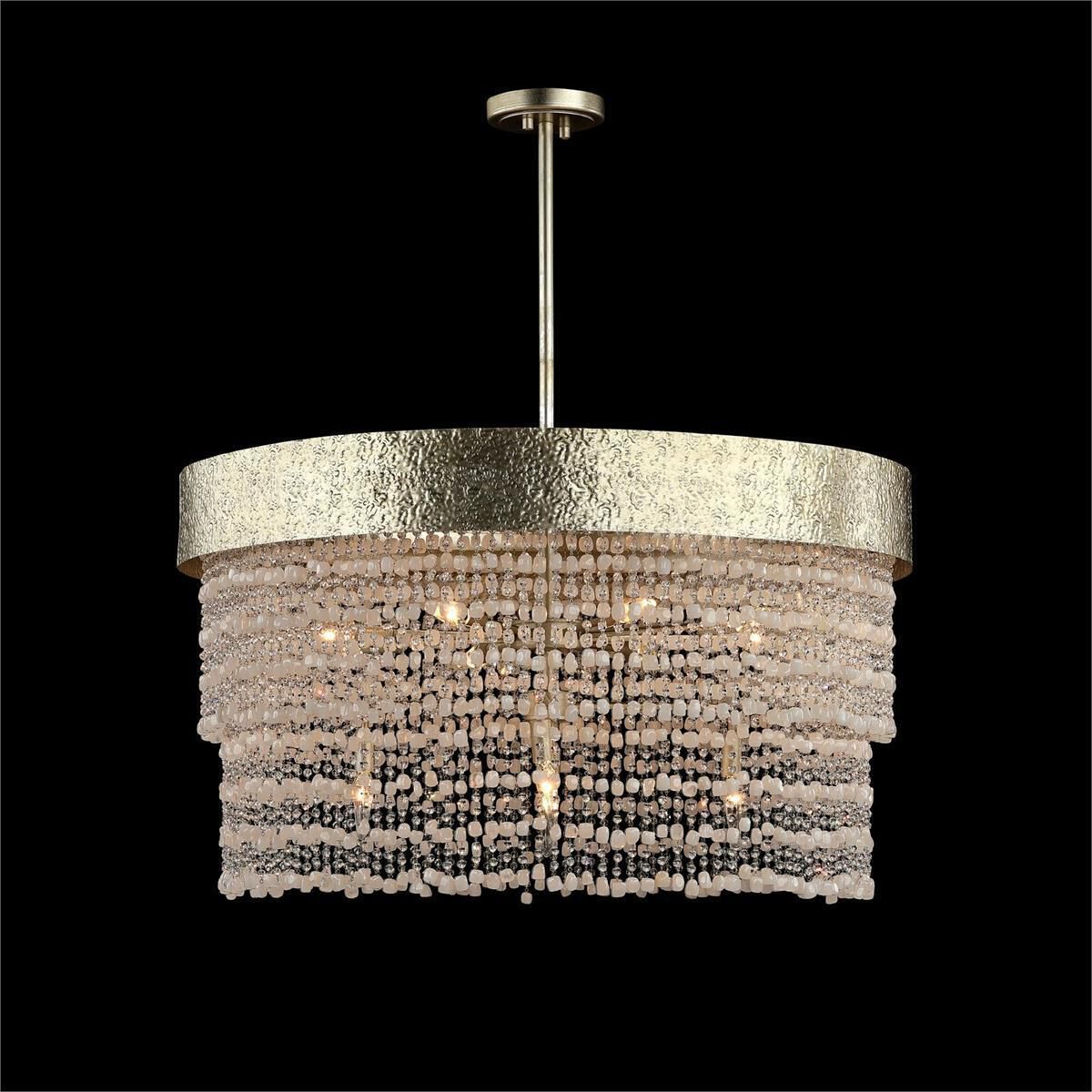 Crystal Curtain 12-Light 36-Inch Champagne Silver Chandelier Ceiling Fixture