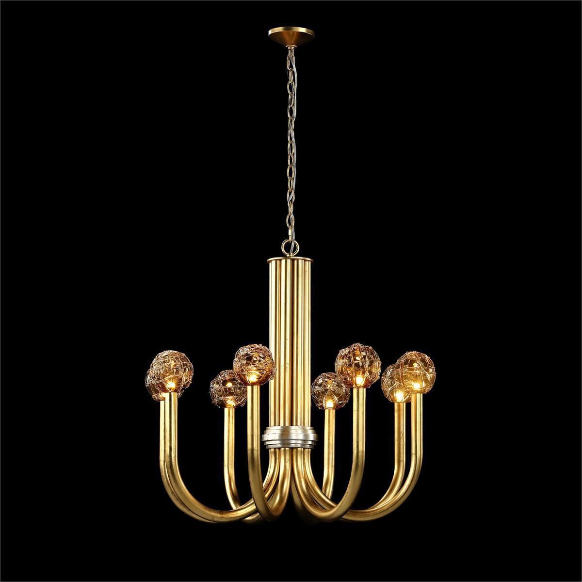 Fiammas Eight-Light 32-Inch Gold and Silver Leaf Chandelier Ceiling Fixture