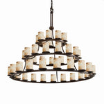 Justice Design - ALR-8714-10-DBRZ - Alabaster Rocks Dakota - 60 Inch 3-Tier Ring Chandelier with Cylinder Alabaster Resin Shade