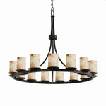 Justice Design - ALR-8716-10-DBRZ - Alabaster Rocks Dakota - 60 Inch Ring Chandelier with Cylinder Flat Rim Alabaster Resin Shade