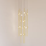 Aries 11.5"W Round Brass 2700K Long White Shade LED Pendant