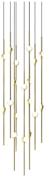 Aries 11.5"W Round Brass 3000K Long White Shade LED Pendant