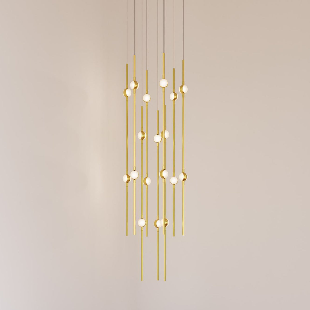 Aries 11.5"W Round Brass 3000K Long White Shade LED Pendant