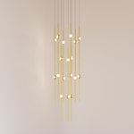 Aries 11.5"W Round Brass 3000K Long White Shade LED Pendant