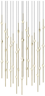 Aries 21.5"W Square Brass 3000K Short Clear Shade LED Pendant