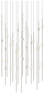 Aries 21.5"W Square Nickel 2700K Long Clear Shade LED Pendant