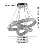 Interwoven Circle Design Chandelier Large Foyer Metal Crystal Ceiling Light