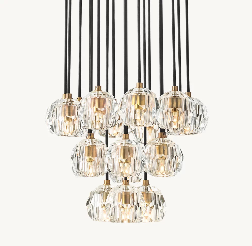 Boule De Cristal Clear Glass Round Cluster Chandelier 19"
