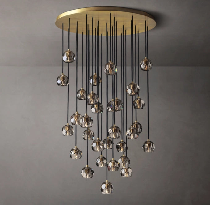 Boule De Cristal Smoke Glass Round Cluster Chandelier 40"