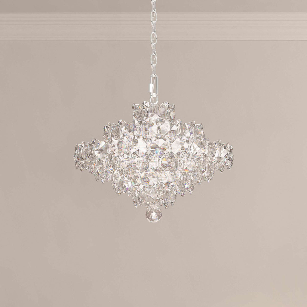 Baronet 15"H x 19"W 8-Light Crystal Pendant in Polished Stainless