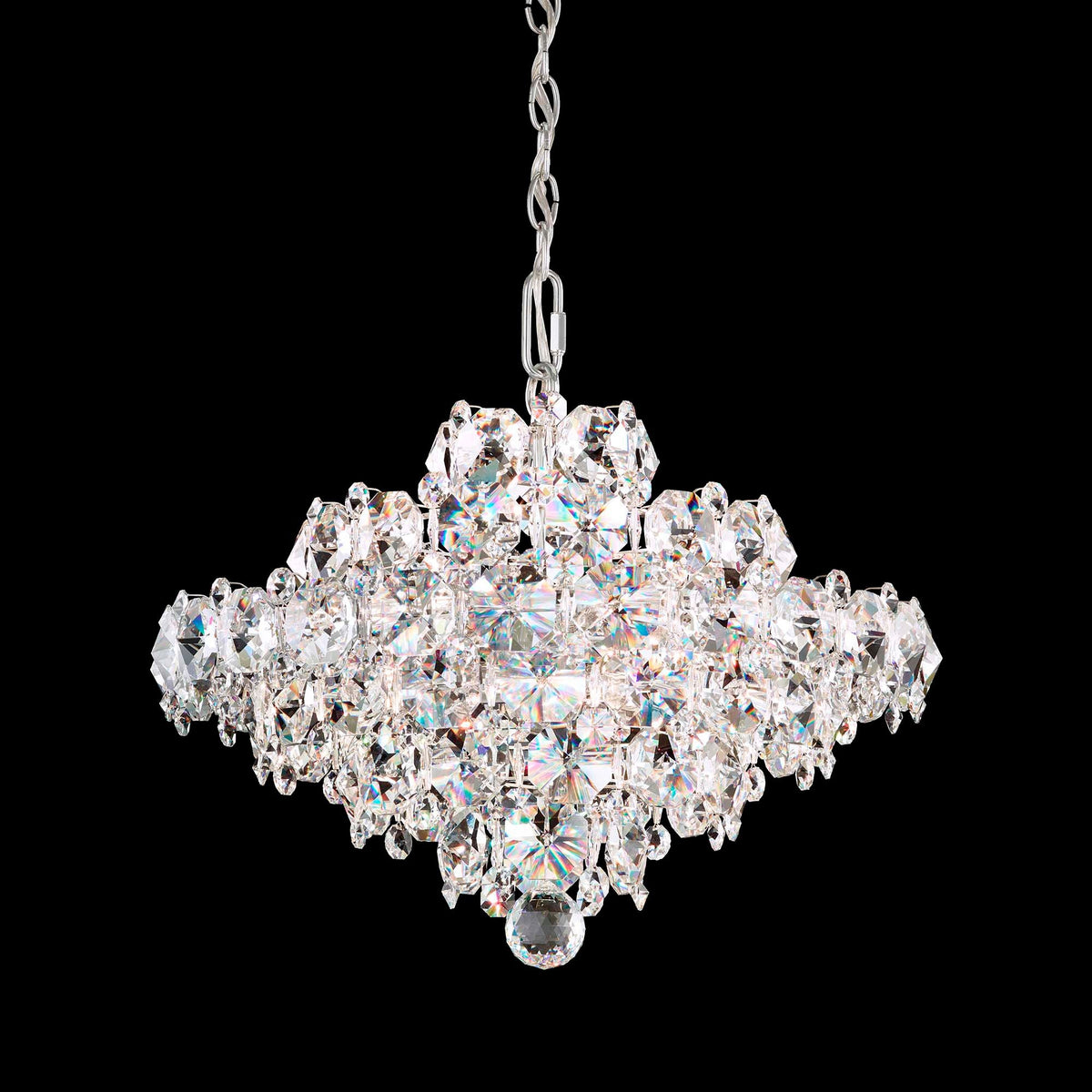 Baronet 15"H x 19"W 8-Light Crystal Pendant in Polished Stainless