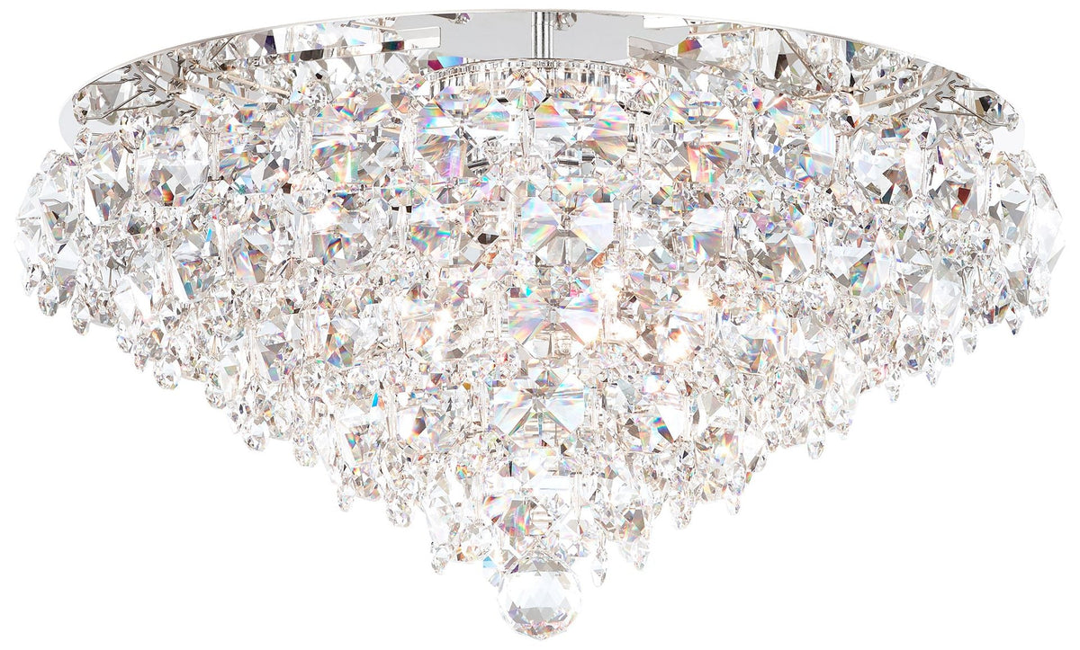 Baronet 24" Wide Stainless Steel Clear Crystal 6-Light Flush Mount