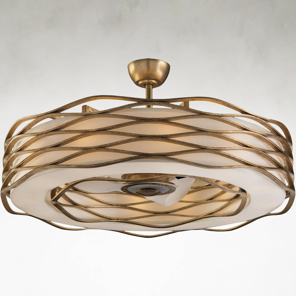 Leah Twelve-Light 42.5-Inch Gold Ceiling Pendant with Fan