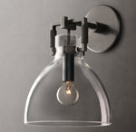 Machinist Glass Cloche Sconce 8"