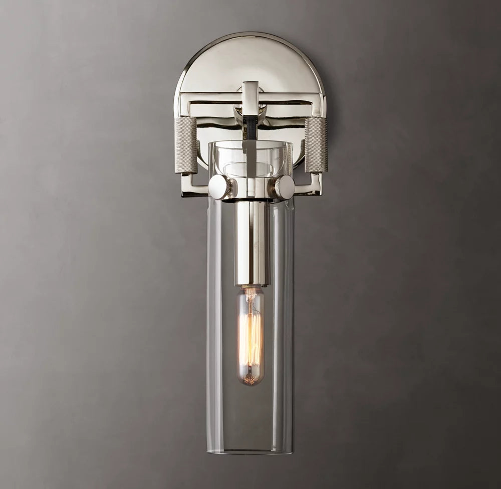 Machinist Glass Cylinder Sconce 9"