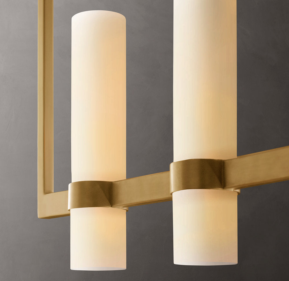 Ravelle Linear Milk Glass Chandelier 59"
