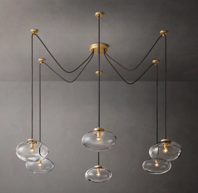 Cabrette Clear Glass Suspended Chandelier 84"