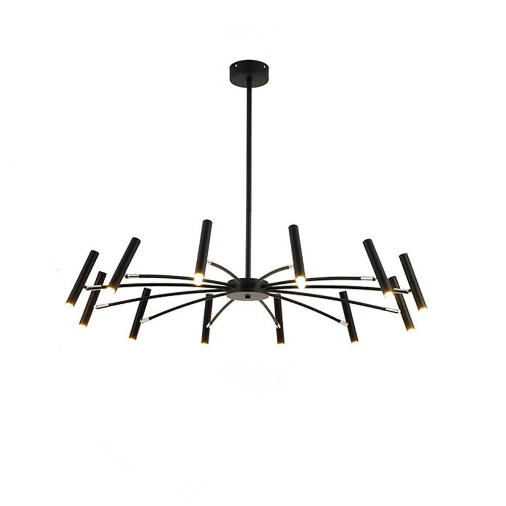 Linear Sputnik Chandelier - Black Metal,12 Light, Modern Hanging Lights