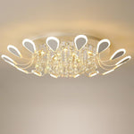 Flower Shaped Dimmable LED Crystal Modern Flush Mount Lighting Ceiling Light