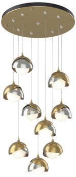 Brooklyn 20.5" 9-Light Brass & Sterling Round Long 2-Shade Pendant
