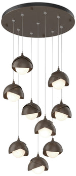 Brooklyn 20.5" 9-Light Bronze & Bronze Round Long 2-Shade Pendant