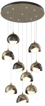 Brooklyn 20.5" 9-Light Gold & Oil Rubbed Bronze Round Long 2-Shade