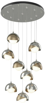 Brooklyn 20.5" 9-Light Sterling & Gold Round Long 2-Shade Pendant