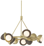 Brooklyn 32"W 9-Light Bronze Accented Brass Double Shade Ring Pendant