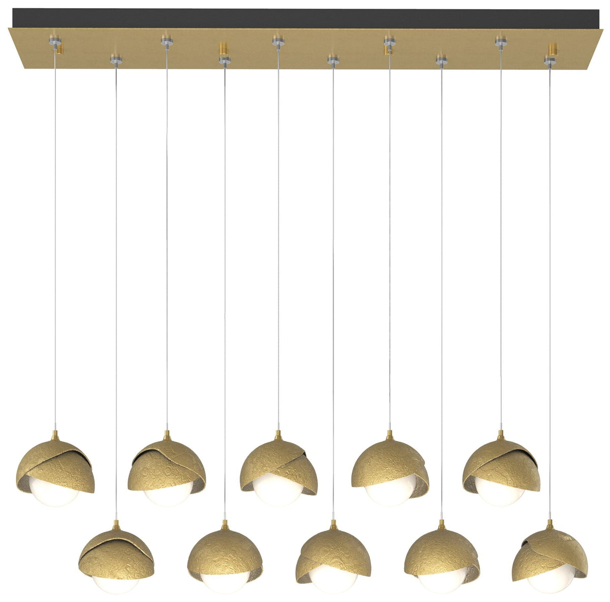 Brooklyn 44.5" Brass & Brass Rectangular Long 2-Shade Pendant