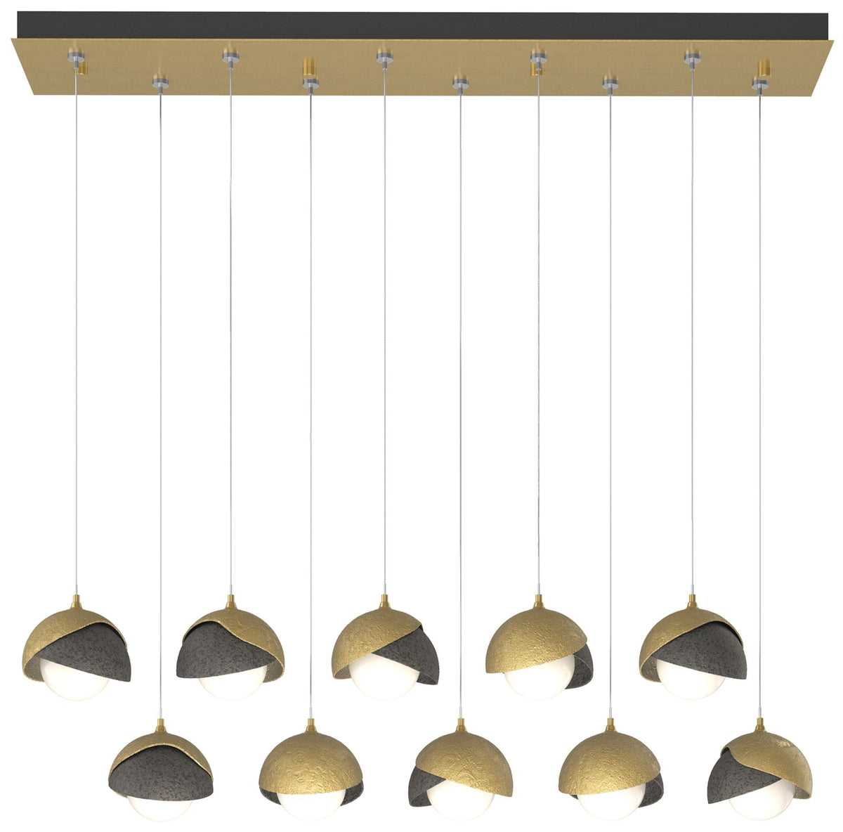 Brooklyn 44.5" Brass & Iron Rectangular Long 2-Shade Pendant