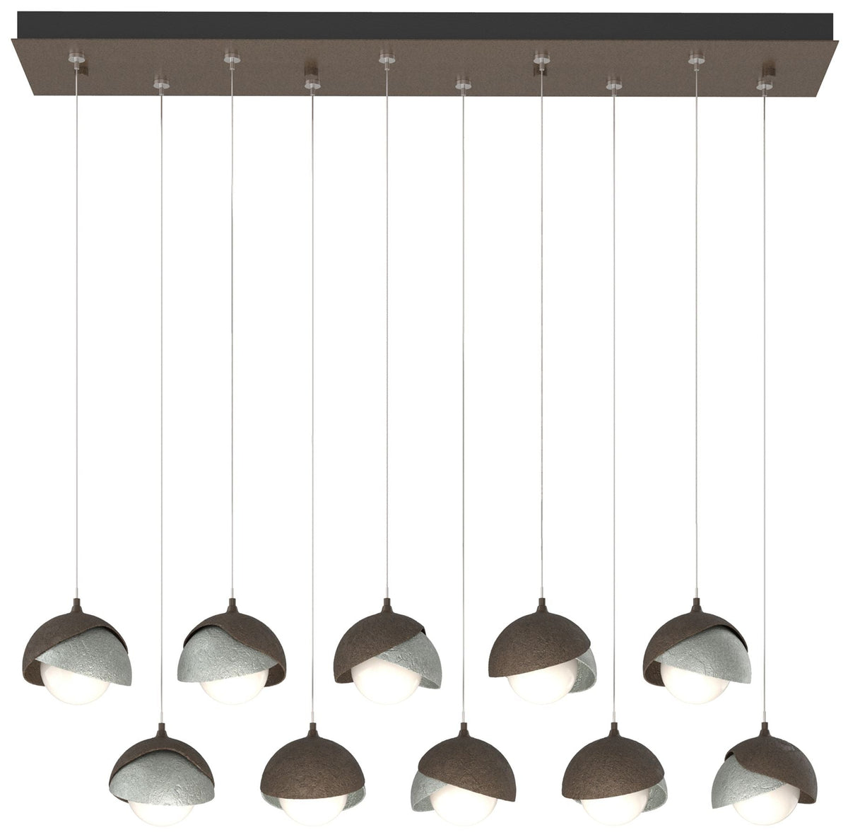 Brooklyn 44.5" Bronze & Platinum Rectangular Long 2-Shade Pendant