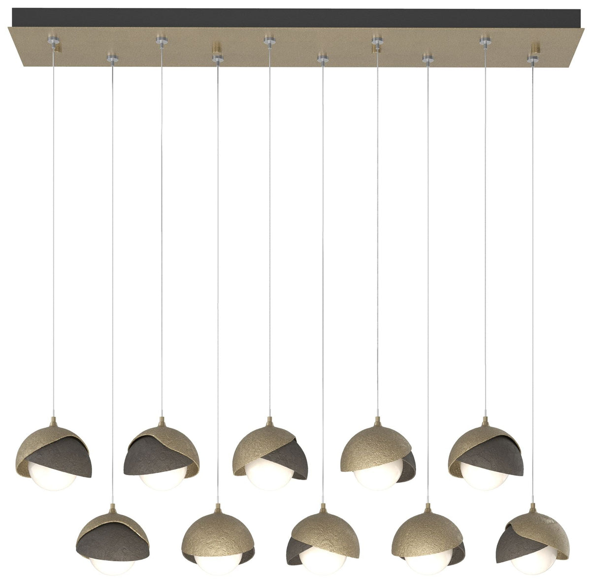 Brooklyn 44.5" Gold & Dark Smoke Rectangular Long 2-Shade Pendant