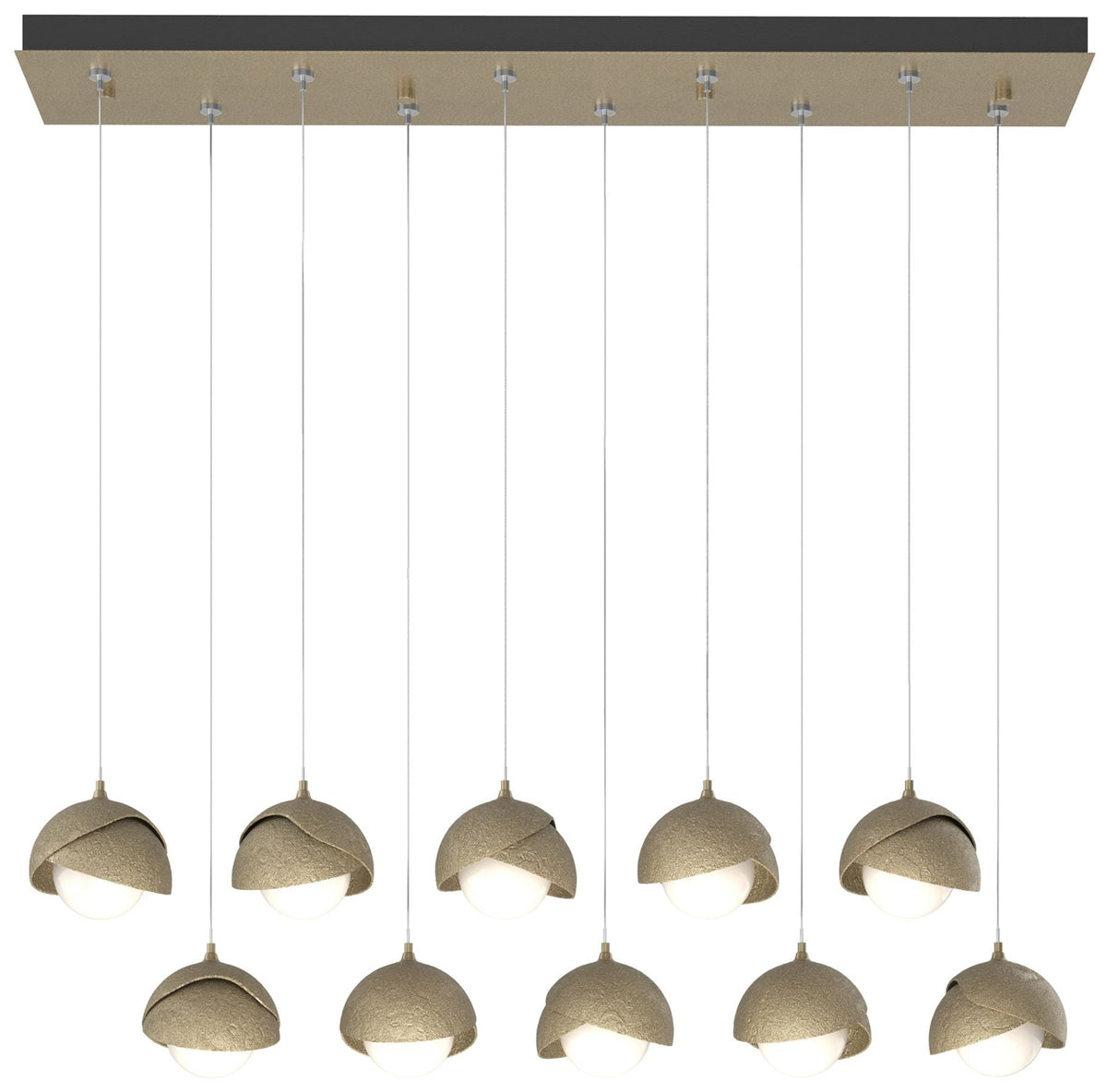 Brooklyn 44.5" Gold & Gold Rectangular Long 2-Shade Pendant