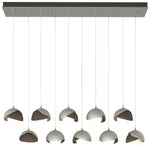 Brooklyn 44.5" Sterling & Bronze Rectangular Long 2-Shade Pendant