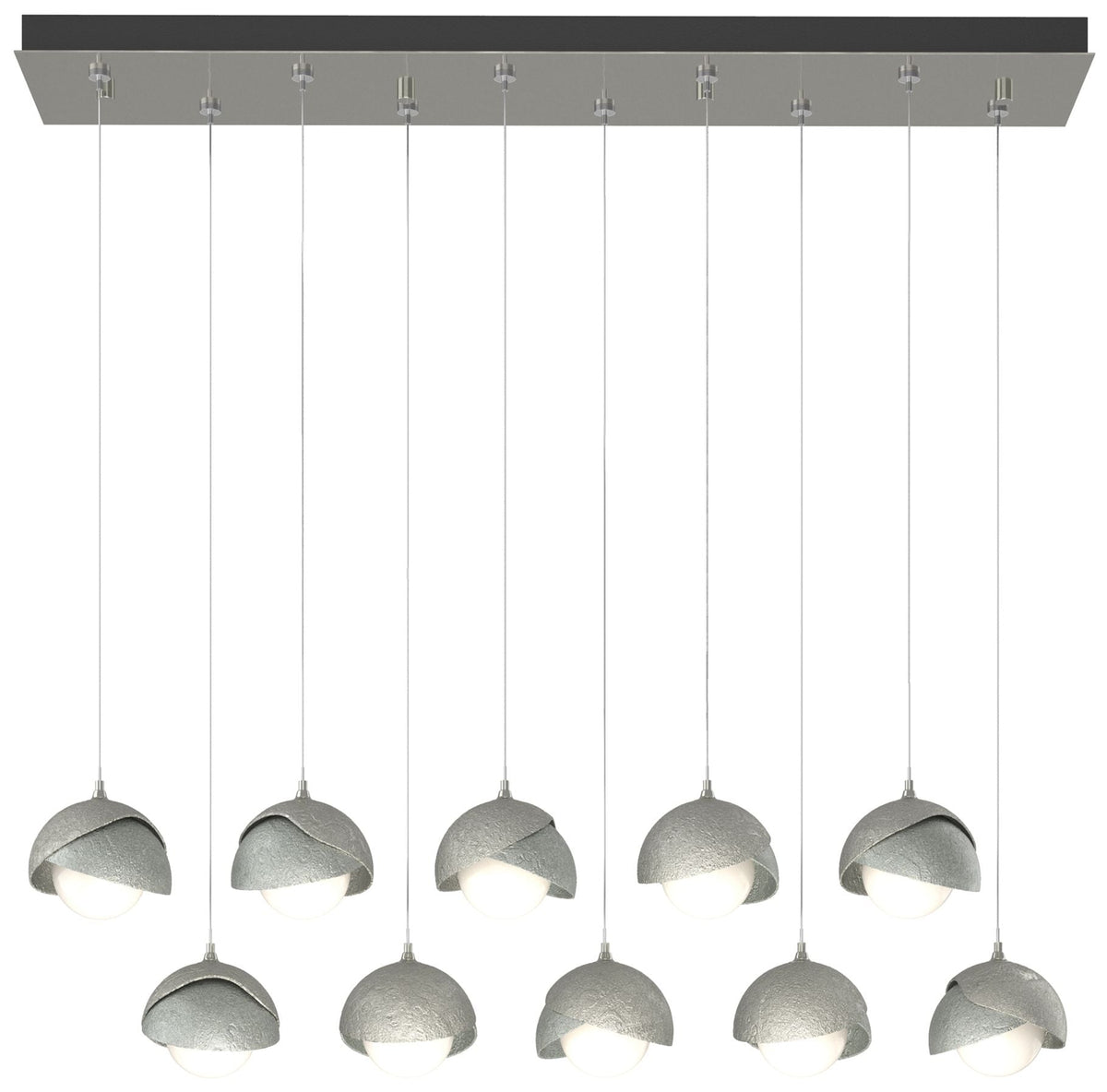 Brooklyn 44.5" Sterling & Platinum Rectangular Long 2-Shade Pendan