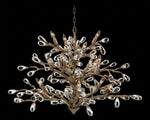 Budding Crystal 47" Wide Antique Silver 16-Light Chandelier